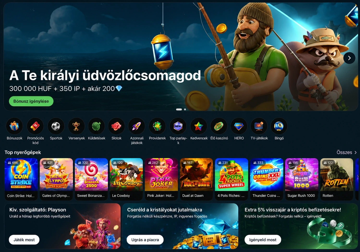 Royal Sea Casino magyar online kaszinó főoldala